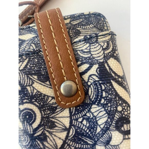 Sackroots Artist Circle Smartphone Wristlet Convertable Crossbody Blue And White - Picture 4 of 4